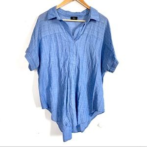 Soft linen loose fit blouse in light blue, Size XL